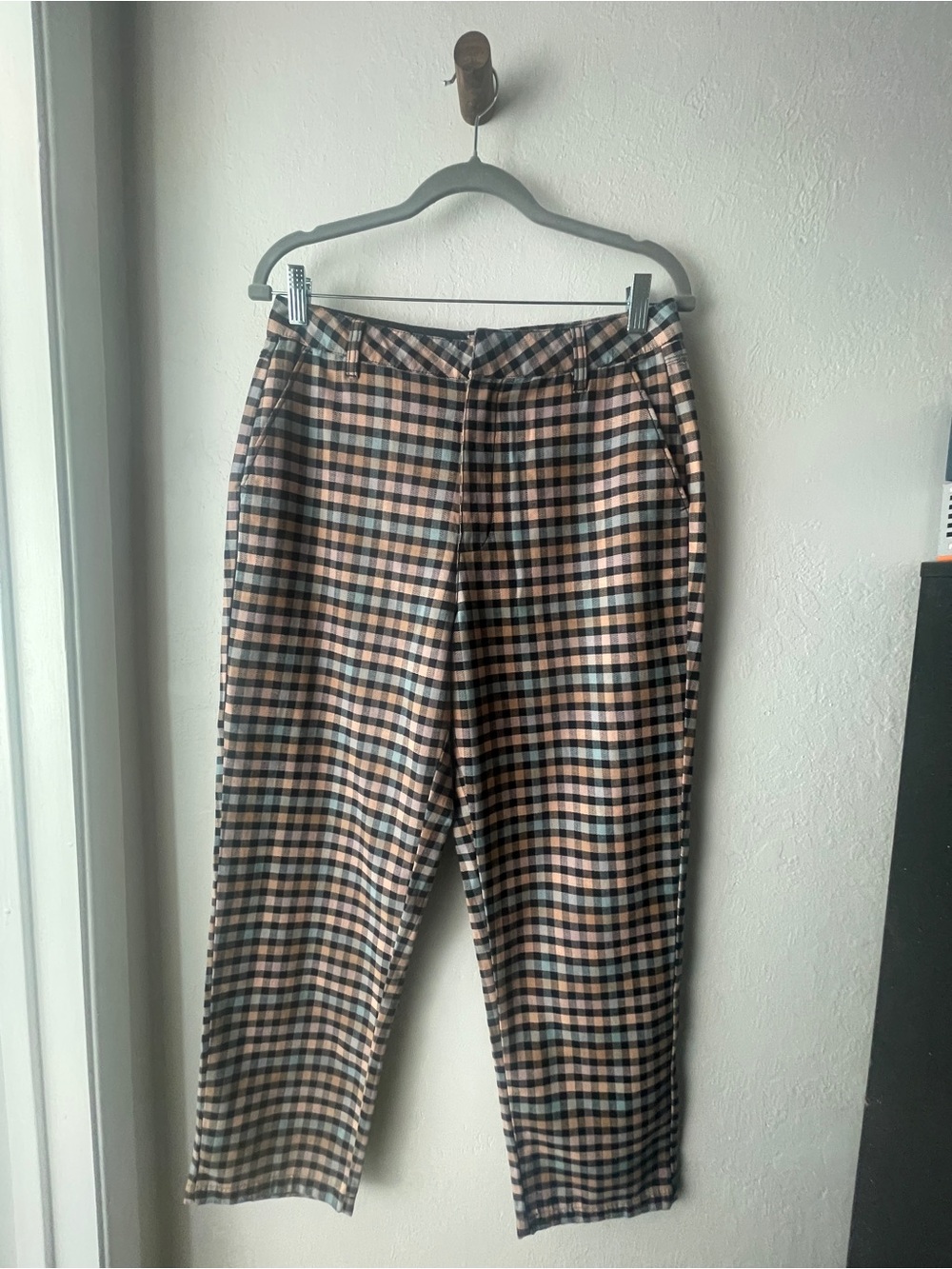 Volcom womens plaid Chinos in Beige and Black